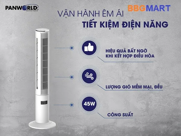 Quạt Tháp Panworld The Pure PW-22G (PW-L360) xoay 360°