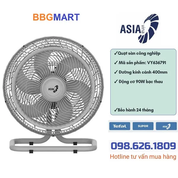 QUẠT SÀN ASIAVINA TURBO PLUS VY636791 Xám VY636891 Đen