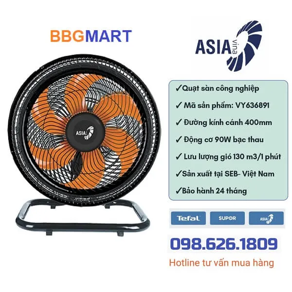 QUẠT SÀN ASIAVINA TURBO PLUS VY636791 Xám VY636891 Đen